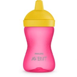 Cana cu tetina de formare dura Philips Avent SCF804/04, 300 ml, 18 luni +, Roz/Galben