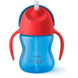 Cana cu pai Philips Avent SCF796/01, 9 luni, 200 ml, Albastru/Rosu