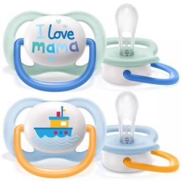 Set 2 suzete Philips-AVENT SCF080/01 Ultra Air, ortodontice, 0-6 luni, Albastru/Verde