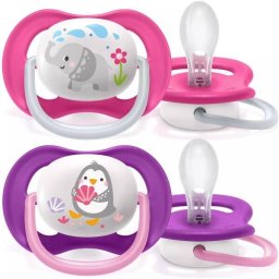 Set 2 suzete Philips-AVENT SCF080/08 Ultra Air, ortodontica, 6-18 luni, Mov/Roz