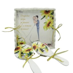 Set gatit mireasa, Floarea-soarelui, nepersonalizat, tavita dantelata, 3 piese - ILIF206072