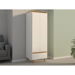 DUA502 - Dulap 65 cm pentru birou, sifonier dormitor cu 2 usi - Alb-Maro, Colectia LIAM