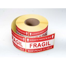 Etichete personalizate, FRAGIL Manevreaza cu grija , 50x100 mm, 1000 buc rola