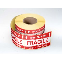 Etichete personalizate, FRAGILE Handle with care , 50x100 mm, 1000 buc rola