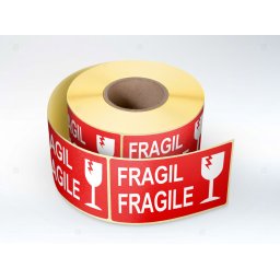 Etichete personalizate, FRAGIL FRAGILE rosu, 50x100 mm, 1000 buc rola