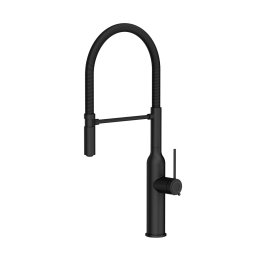 Baterie de bucatarie inox Marilyn QLINE Quadron cu dus extensibil finisaj pure carbon
