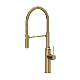 Baterie de bucatarie inox Marilyn QLINE Quadron cu dus extensibil finisaj auriu nano pvd