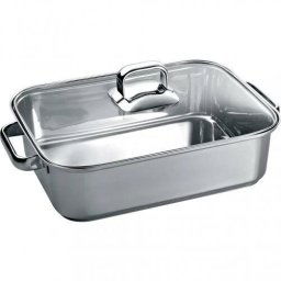 Tava din otel inoxidabil cu capac termoizolant BOSCH HEZ390011 - 17000325, ideal pentru prajire, 6.5 L