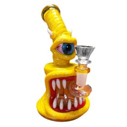 Black Sheep Bong din sticla Monster 3D galben 16cm - Pictat manual