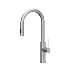 Baterie de bucatarie inox Jennifer QLINE SLIM SteelQ cu dus extensibil finisaj PVD
