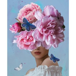 Set pictura pe numere, cu sasiu, Vis floral roz, 40x50 cm