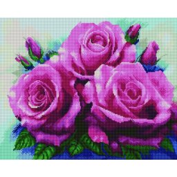 Set goblen cu diamante, cu sasiu, Trandafiri, 40x50 cm