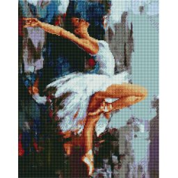 Set goblen cu diamante, cu sasiu, Lebada alba, 40x50 cm