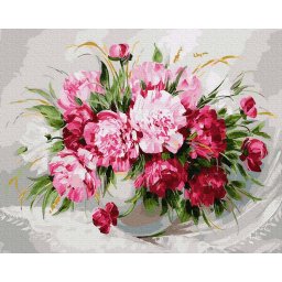 Set pictura pe numere, cu sasiu, Buchet colorat, 40x50 cm