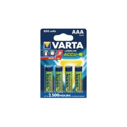 1x4 Varta Rechargeable Accu AAA Ready2Use NiMH 800 mAH Micro
