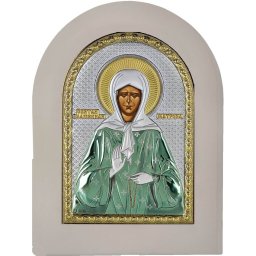 Icoana Sfanta Matrona Argint Rama Alba 10x14cm