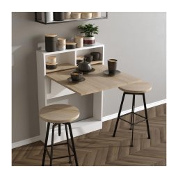 Masă pliabilă BRACKED 96x70 cm alb/maro