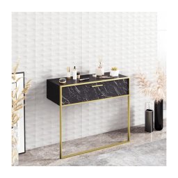 Consolă de perete POLKA, 76,8 x 90 cm, auriu/negru