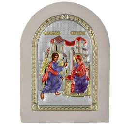 Icoana Argint Buna Vestire 20x26 cm cu Rama Alba