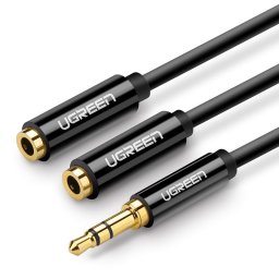 Ugreen 3 5 mm mini jack AUX splitter adaptor cablu 25cm negru (20816)