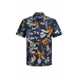 JACK & JONES Cămaşă Jorflowerpower Resort Shirt Ss 12203028 19-3923 tcx navy blazer