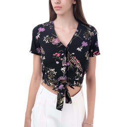 VERO MODA Vero Moda Vmeasy S/S Shirt Tie Top Wvn Ga 10245155 c-n10 black/mille