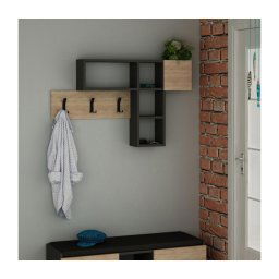 Cuier de perete cu raft GAME 61x99,5 cm bej/antracit