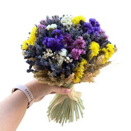 Buchet cu lavanda uscata/ limonium colorat si grau - AMB207003