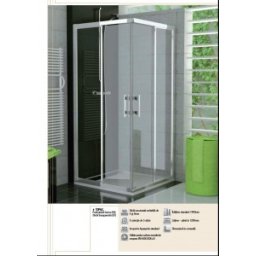 Cabina de dus patrata SanSwiss de 80x80 cm, model Top-Line, cu sticla clara si profil crom lucios