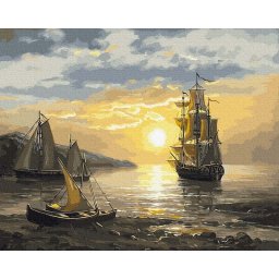 Set pictura pe numere, cu sasiu, Golf linistit, 40x50 cm