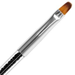 Pensula Gel Unghii Forma Rotunda Nr 4 cu Maner Transparent si Cristale Negre
