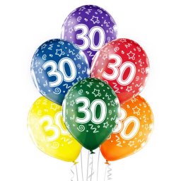 Set 6 baloane latex aniversare 30 ani 30cm