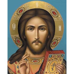 Set goblen cu diamante, cu sasiu, Isus Hristos - Icoana, 40x50 cm