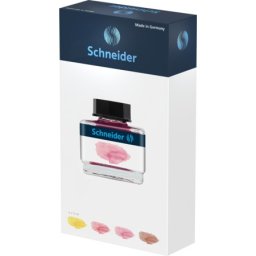Set cerneala pastel SCHNEIDER, cutie cadou, 4 x 15ml lemon cake, blush, rose, cognac + 1 convertor