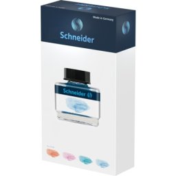 Set cerneala pastel SCHNEIDER, cutie cadou, 4 x 15ml apricot, lilac, bermuda blue, ice blue + 1 convector