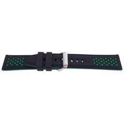Curea silicon doua culori negru cu verde, telescop QR, 24mm -62006