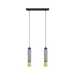 LED Lustră pe cablu BARS 2xGU10/4,8W/230V neagră/aurie