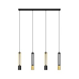 LED Lustră pe cablu BARS 4xGU10/4,8W/230V neagră/aurie