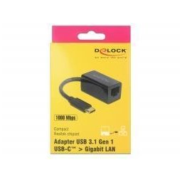 Delock Adaptor USB 3.1 Gen 1 cu conector tată USB Tip-C > LAN Gigabit