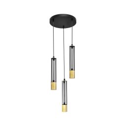 LED Lustră pe cablu BARS 3xGU10/4,8W/230V neagră/aurie