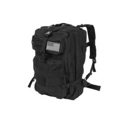 Ghiozdan/rucsac tactic, 5 compartimente, poliester 600D, negru, 38 L, 37x29x55 cm, Isotrade