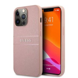 Husa Guess PU Leather Saffiano pentru iPhone 13 Pro Roz