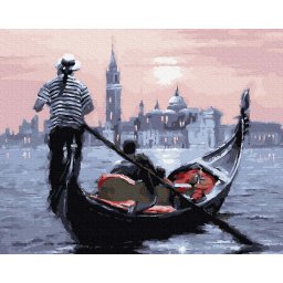 Set pictura pe numere, cu sasiu, Apus in Venetia, 40x50 cm