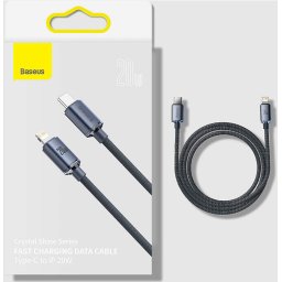 Crystal Shine Braided CAJY000301, USB Type-C la tip Lightning, 2m, 20W, Negru