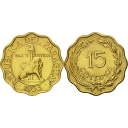 Paraguay 1953 - 15 centimos, circulata