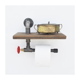 Suport de hârtie igienică cu raft BORURAF 22x31 cm molid