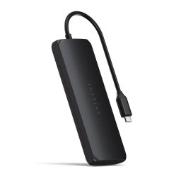 Hub hibrid USB-C Satechi din aluminiu, compartiment SSD, HDMI 4K, 2 x USB-A 3.1 Gen 2 pana la 10 Gbps, Negru
