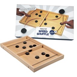 Joc de viteza, Speed Shuffle, cu tabla de joc si 10 pucuri din lemn - 40 cm x 25 cm