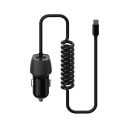 Încărcător auto 1xUSB 5V/1A + conector USB-C 150 cm negru