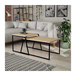 SET 2x măsuță de cafea PAL bej/negru